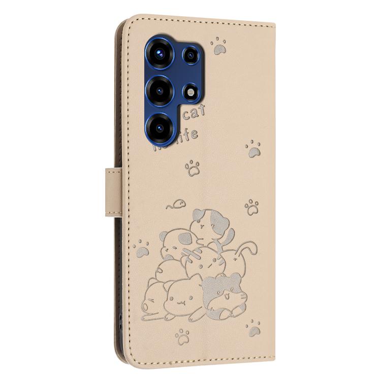 For itel Super 26 Ultra Embossed Kitten Phone Leather Case with Lanyard