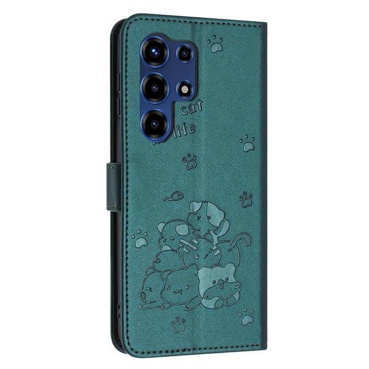 For itel Super 26 Ultra Embossed Kitten Phone Leather Case with Lanyard