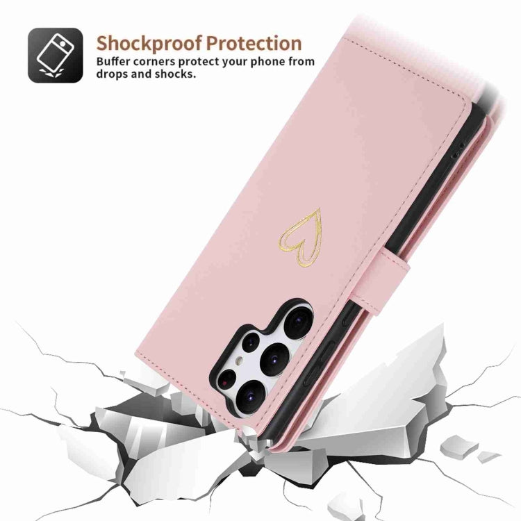 For Samsung Galaxy S23 Ultra 5G POLA Love Multi-Card Slots Zipper Wallet Leather Phone Case