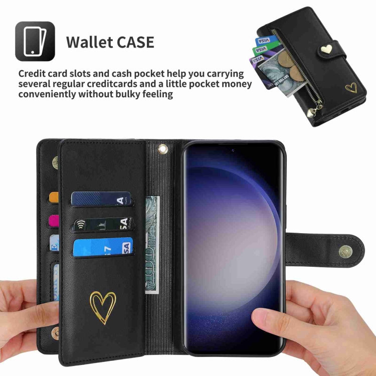 For Samsung Galaxy S23 Ultra 5G POLA Love Multi-Card Slots Zipper Wallet Leather Phone Case