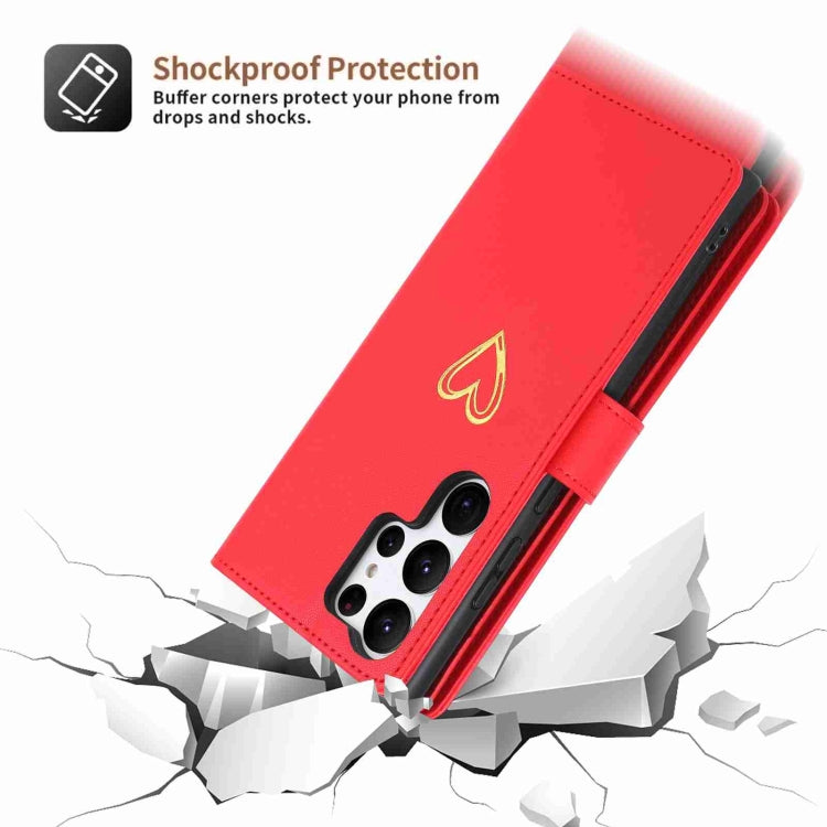 For Samsung Galaxy S23 Ultra 5G POLA Love Multi-Card Slots Zipper Wallet Leather Phone Case