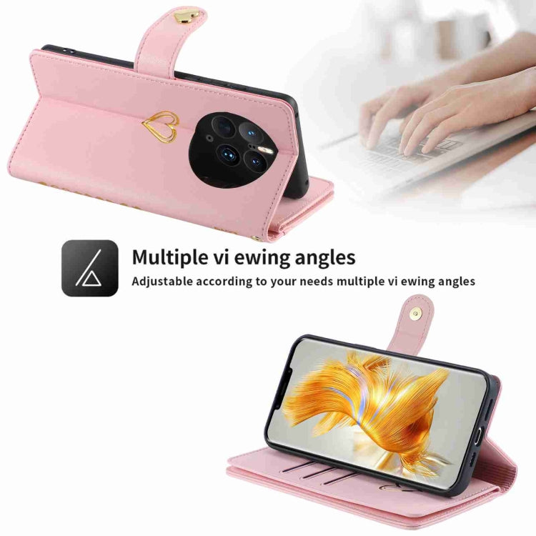For Huawei Mate 50 Pro POLA Love Multi-Card Slots Zipper Wallet Leather Phone Case