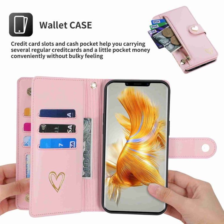 For Huawei Mate 50 Pro POLA Love Multi-Card Slots Zipper Wallet Leather Phone Case