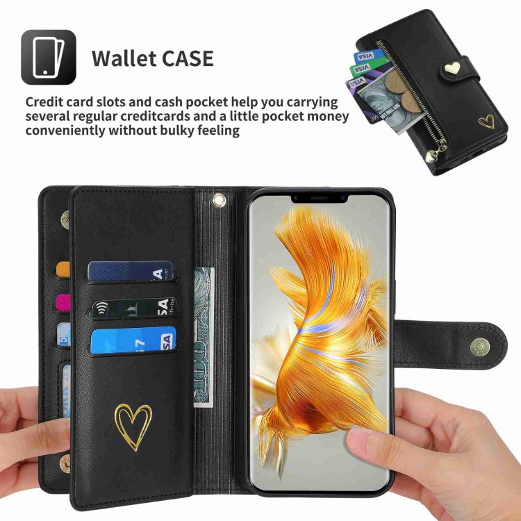 For Huawei Mate 50 Pro POLA Love Multi-Card Slots Zipper Wallet Leather Phone Case