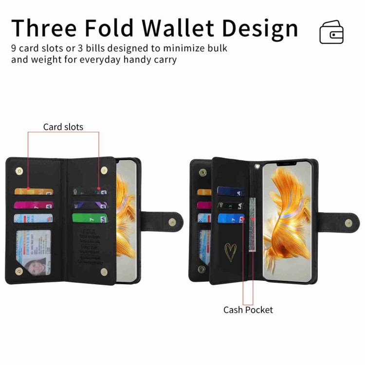 For Huawei Mate 50 Pro POLA Love Multi-Card Slots Zipper Wallet Leather Phone Case