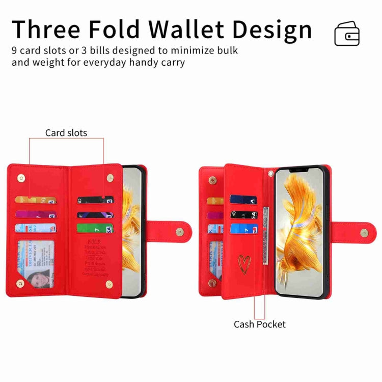 For Huawei Mate 50 Pro POLA Love Multi-Card Slots Zipper Wallet Leather Phone Case