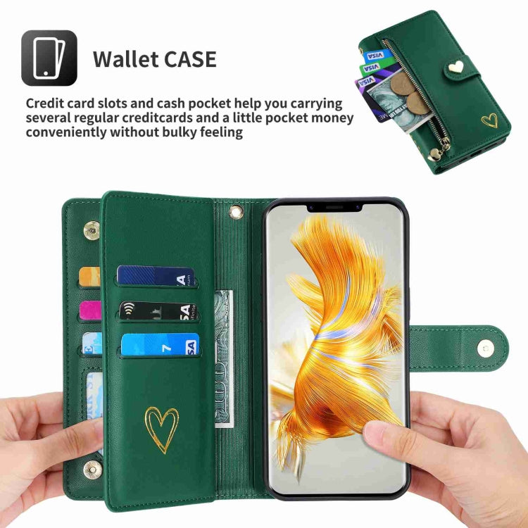 For Huawei Mate 50 Pro POLA Love Multi-Card Slots Zipper Wallet Leather Phone Case