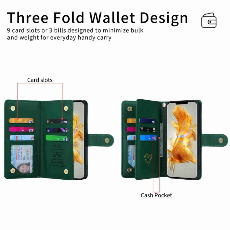 For Huawei Mate 50 Pro POLA Love Multi-Card Slots Zipper Wallet Leather Phone Case
