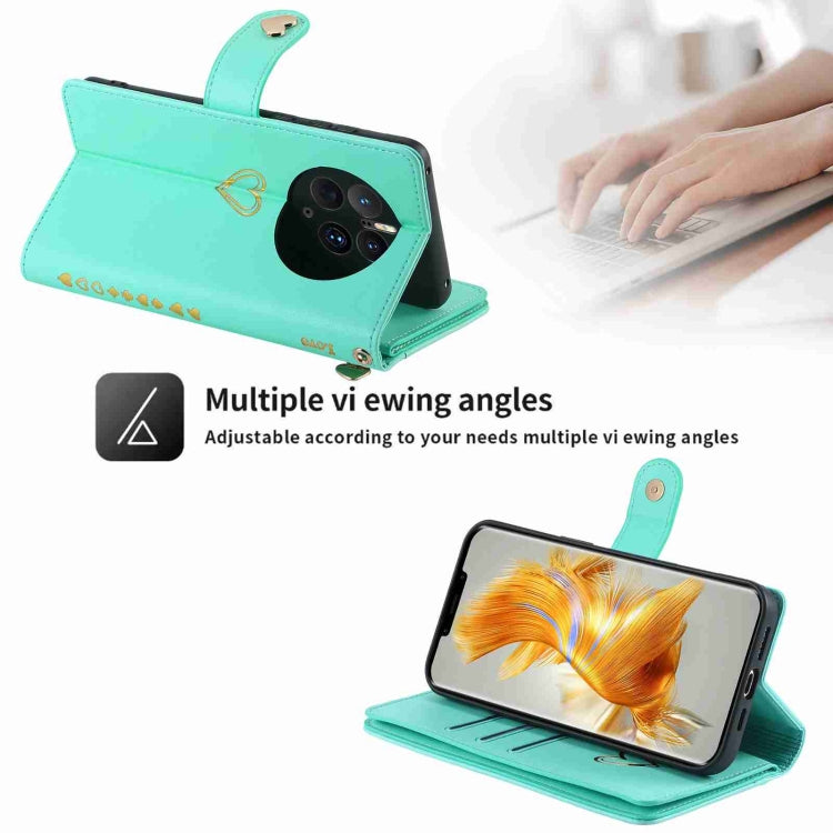 For Huawei Mate 50 Pro POLA Love Multi-Card Slots Zipper Wallet Leather Phone Case