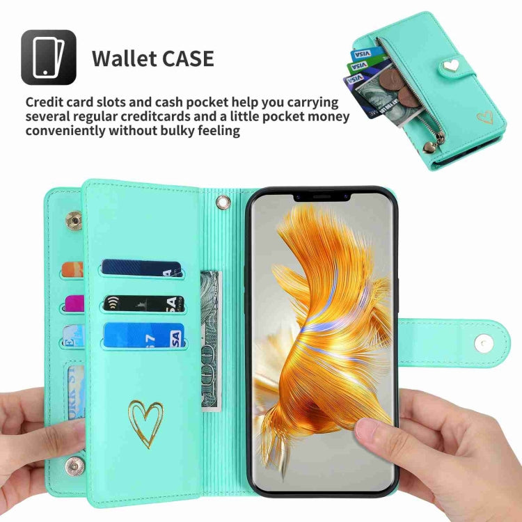 For Huawei Mate 50 Pro POLA Love Multi-Card Slots Zipper Wallet Leather Phone Case
