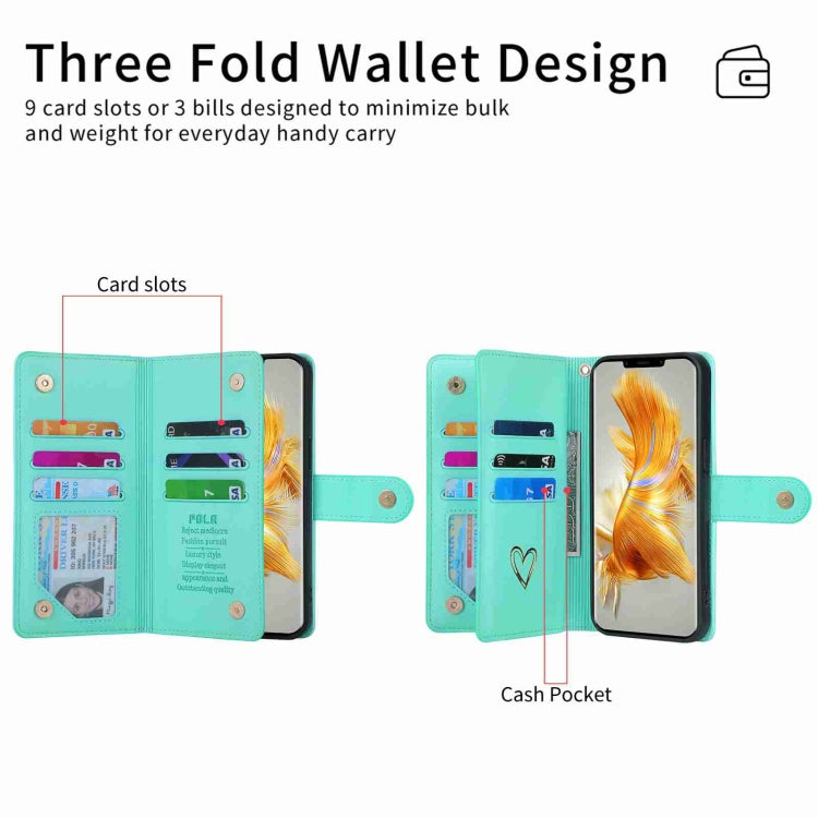 For Huawei Mate 50 Pro POLA Love Multi-Card Slots Zipper Wallet Leather Phone Case