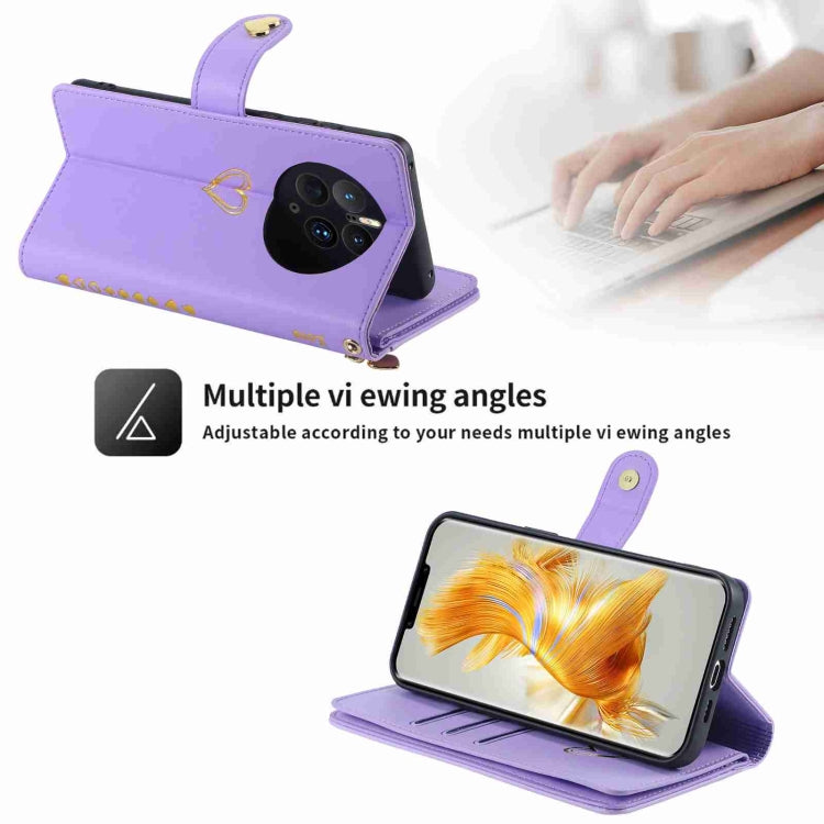 For Huawei Mate 50 Pro POLA Love Multi-Card Slots Zipper Wallet Leather Phone Case