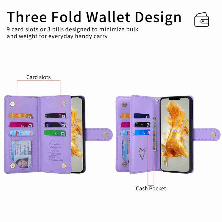 For Huawei Mate 50 Pro POLA Love Multi-Card Slots Zipper Wallet Leather Phone Case