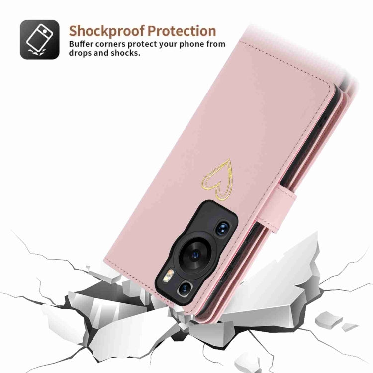 For Huawei P60 Pro POLA Love Multi-Card Slots Zipper Wallet Leather Phone Case
