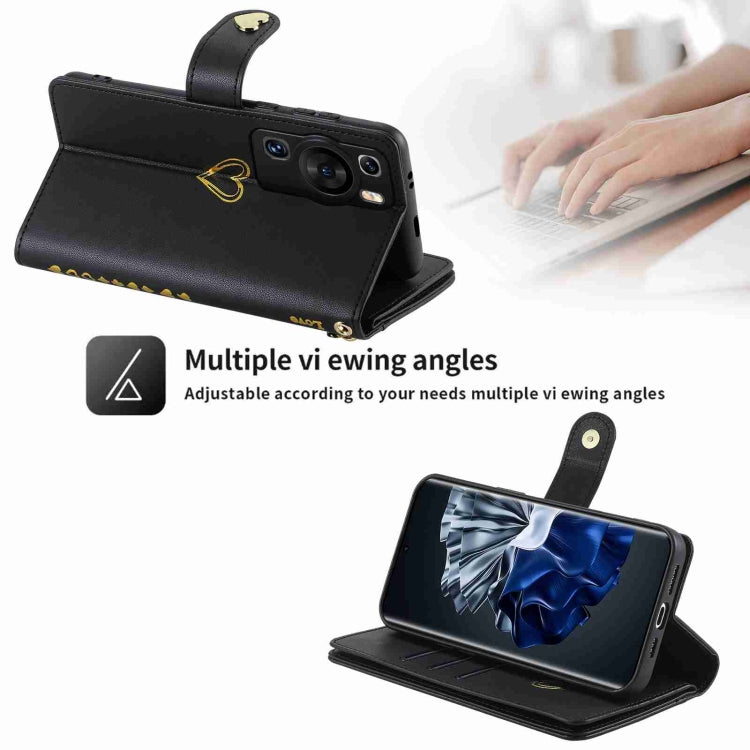 For Huawei P60 Pro POLA Love Multi-Card Slots Zipper Wallet Leather Phone Case