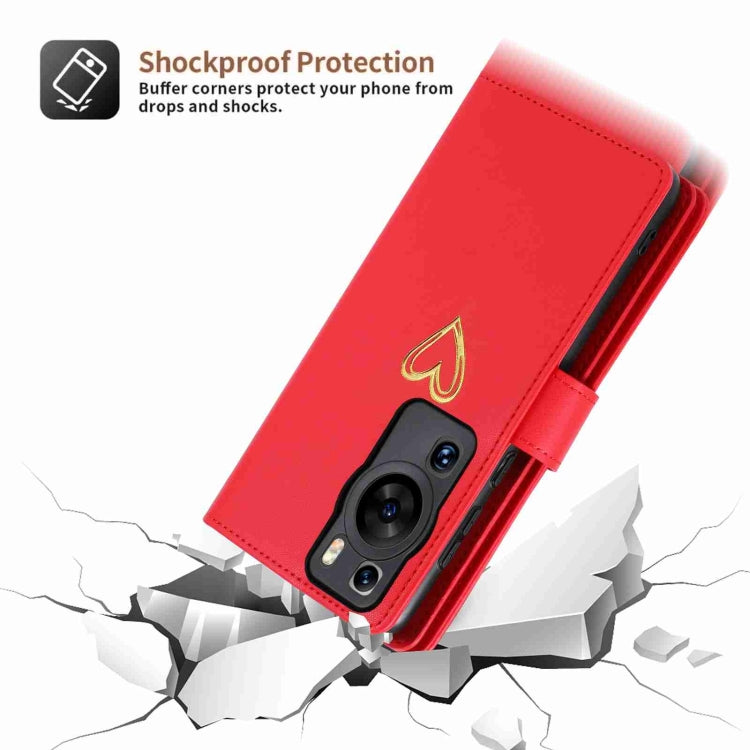 For Huawei P60 Pro POLA Love Multi-Card Slots Zipper Wallet Leather Phone Case