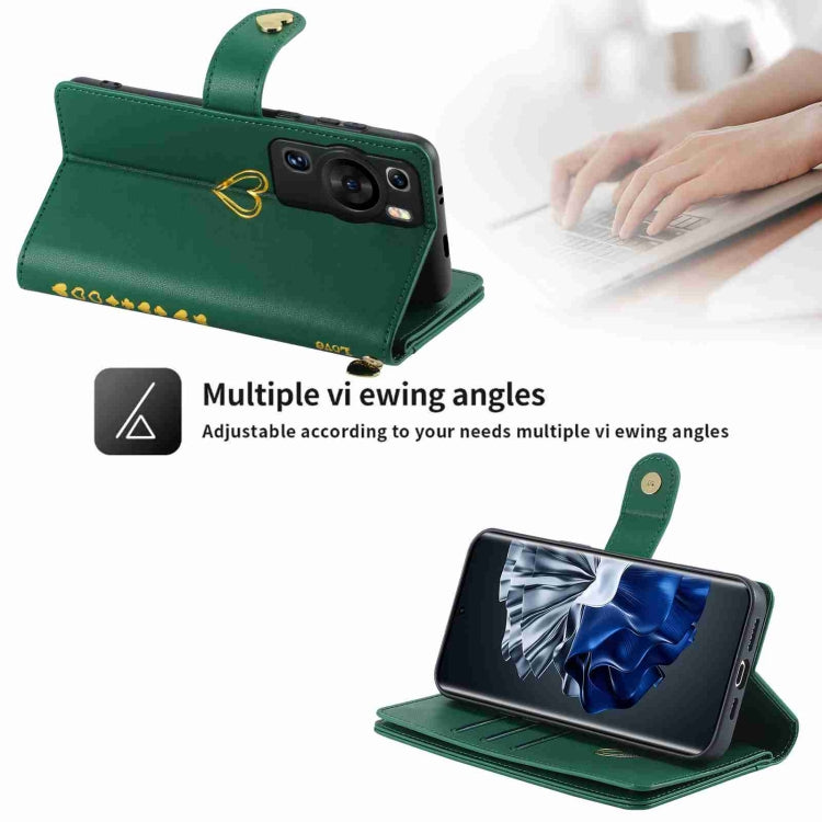 For Huawei P60 Pro POLA Love Multi-Card Slots Zipper Wallet Leather Phone Case