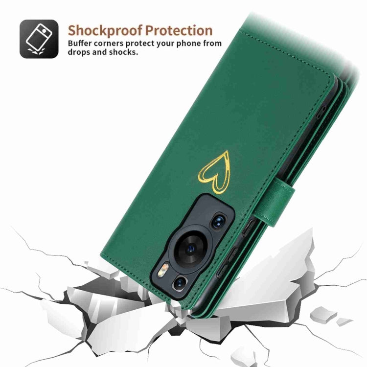 For Huawei P60 Pro POLA Love Multi-Card Slots Zipper Wallet Leather Phone Case