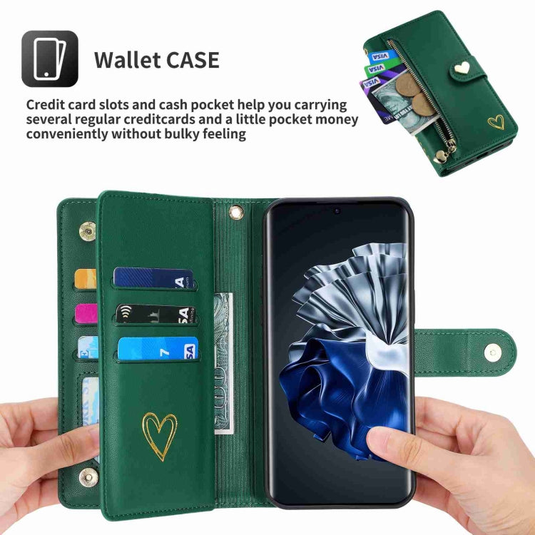 For Huawei P60 Pro POLA Love Multi-Card Slots Zipper Wallet Leather Phone Case