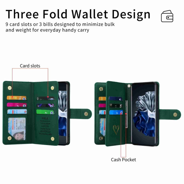 For Huawei P60 Pro POLA Love Multi-Card Slots Zipper Wallet Leather Phone Case