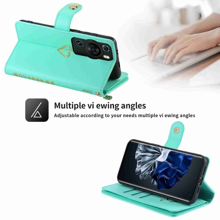 For Huawei P60 Pro POLA Love Multi-Card Slots Zipper Wallet Leather Phone Case