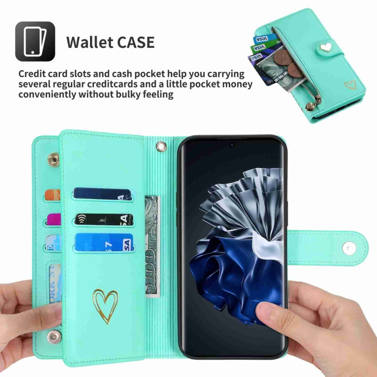 For Huawei P60 Pro POLA Love Multi-Card Slots Zipper Wallet Leather Phone Case