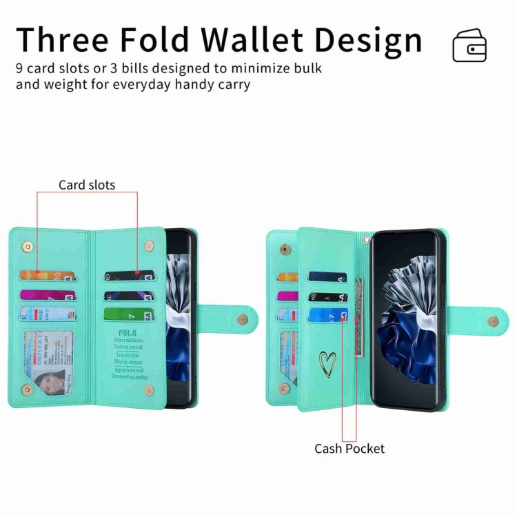 For Huawei P60 Pro POLA Love Multi-Card Slots Zipper Wallet Leather Phone Case