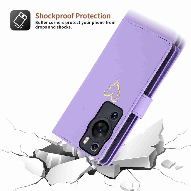 For Huawei P60 Pro POLA Love Multi-Card Slots Zipper Wallet Leather Phone Case