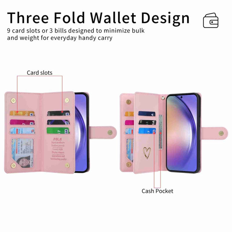 For Samsung Galaxy A54 POLA Love Multi-Card Slots Zipper Wallet Leather Phone Case