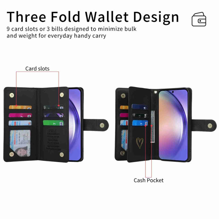 For Samsung Galaxy A54 POLA Love Multi-Card Slots Zipper Wallet Leather Phone Case