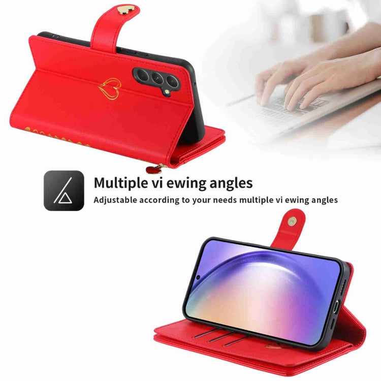 For Samsung Galaxy A54 POLA Love Multi-Card Slots Zipper Wallet Leather Phone Case
