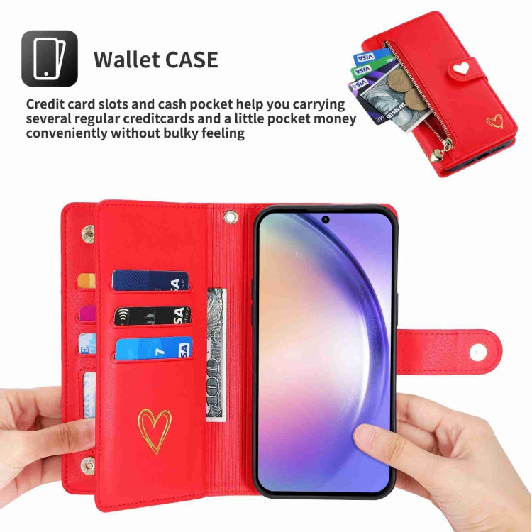 For Samsung Galaxy A54 POLA Love Multi-Card Slots Zipper Wallet Leather Phone Case