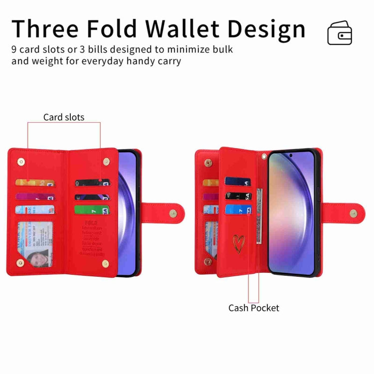 For Samsung Galaxy A54 POLA Love Multi-Card Slots Zipper Wallet Leather Phone Case