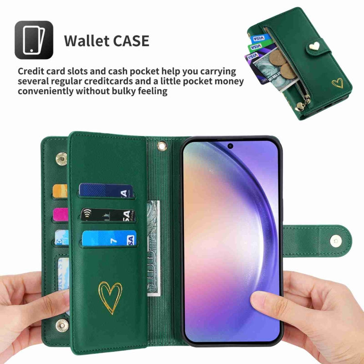 For Samsung Galaxy A54 POLA Love Multi-Card Slots Zipper Wallet Leather Phone Case