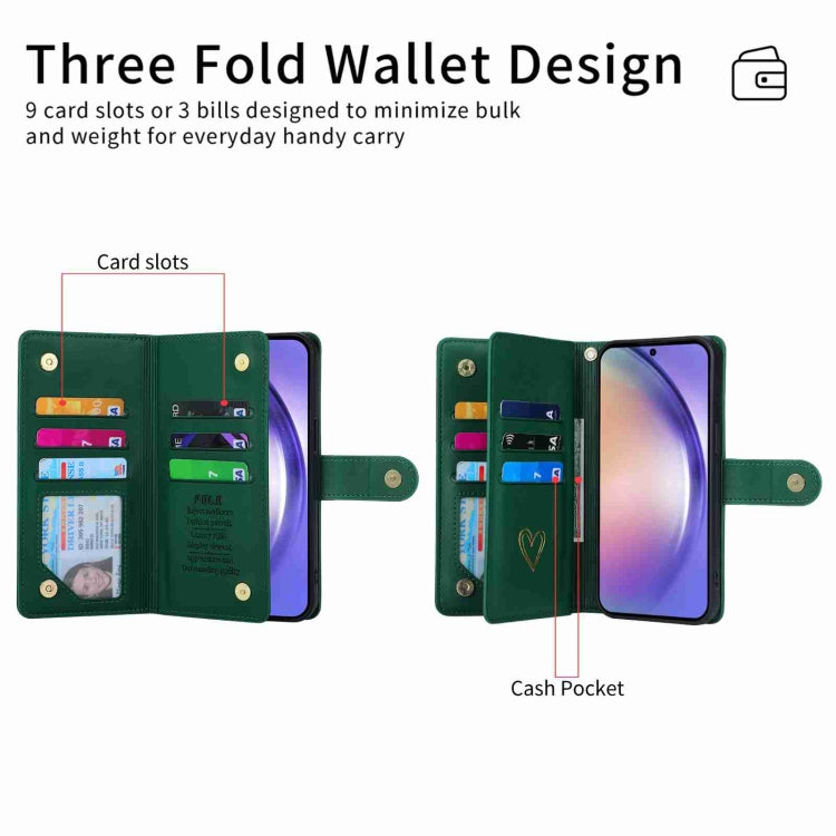 For Samsung Galaxy A54 POLA Love Multi-Card Slots Zipper Wallet Leather Phone Case