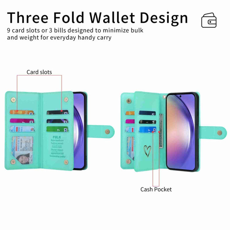 For Samsung Galaxy A54 POLA Love Multi-Card Slots Zipper Wallet Leather Phone Case