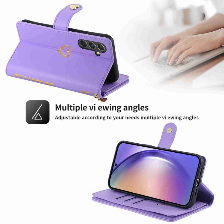 For Samsung Galaxy A54 POLA Love Multi-Card Slots Zipper Wallet Leather Phone Case