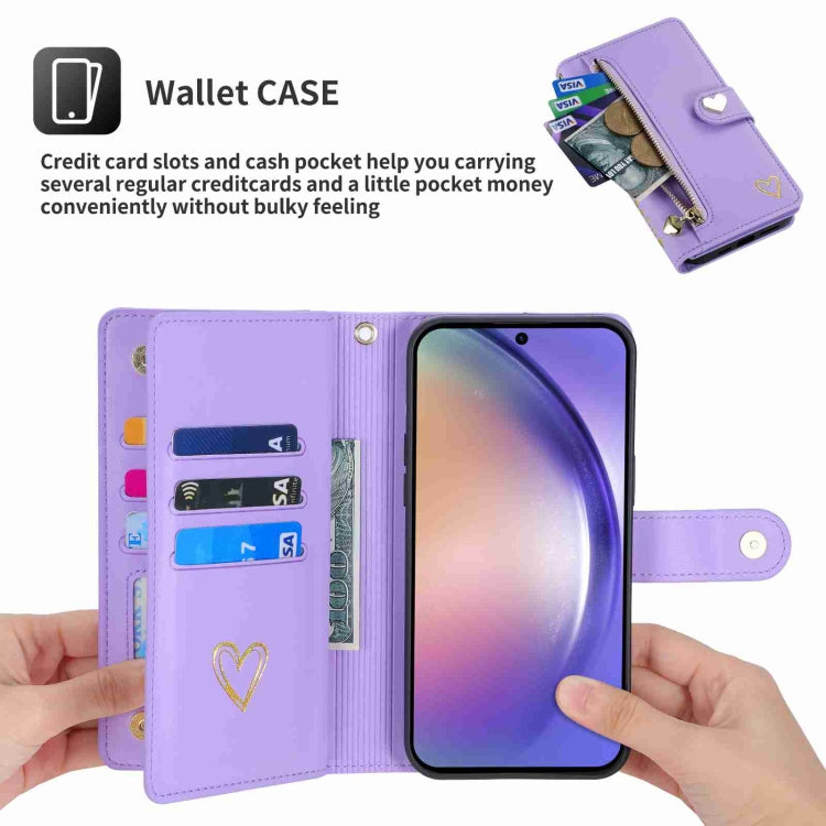 For Samsung Galaxy A54 POLA Love Multi-Card Slots Zipper Wallet Leather Phone Case