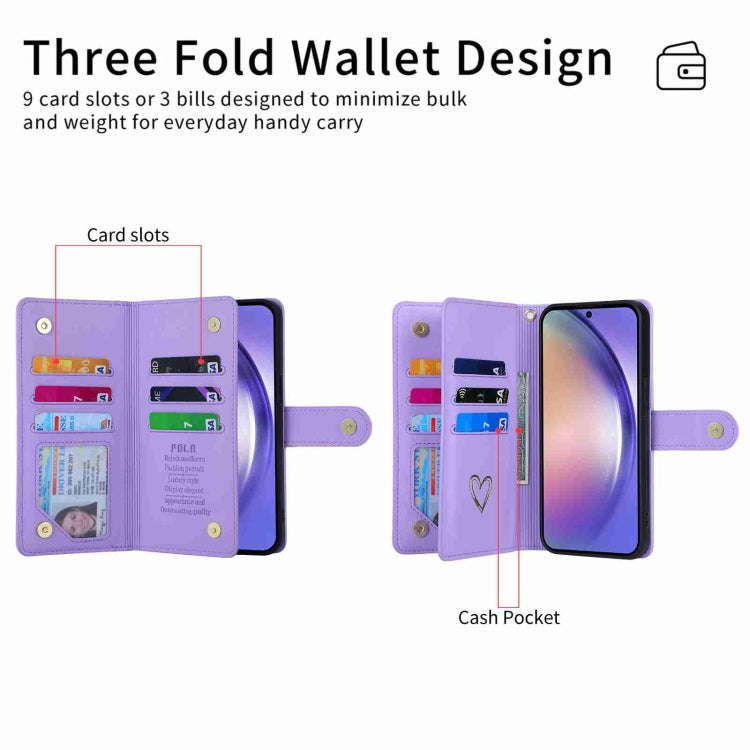 For Samsung Galaxy A54 POLA Love Multi-Card Slots Zipper Wallet Leather Phone Case