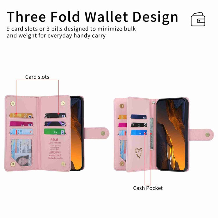 For Xiaomi Poco F5 POLA Love Multi-Card Slots Zipper Wallet Leather Phone Case