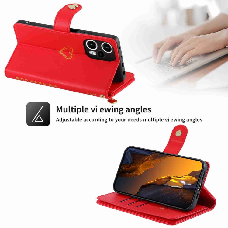 For Xiaomi Poco F5 POLA Love Multi-Card Slots Zipper Wallet Leather Phone Case