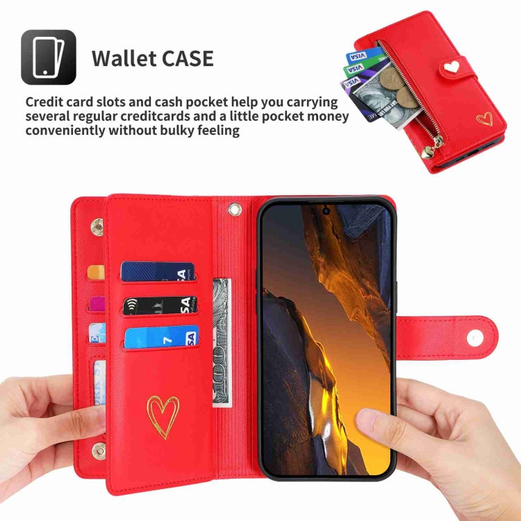 For Xiaomi Poco F5 POLA Love Multi-Card Slots Zipper Wallet Leather Phone Case