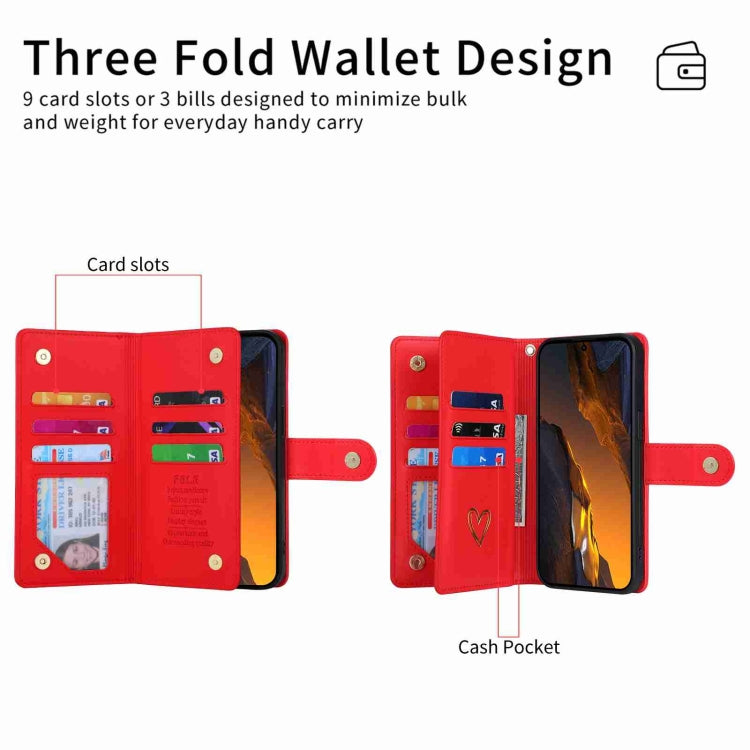 For Xiaomi Poco F5 POLA Love Multi-Card Slots Zipper Wallet Leather Phone Case