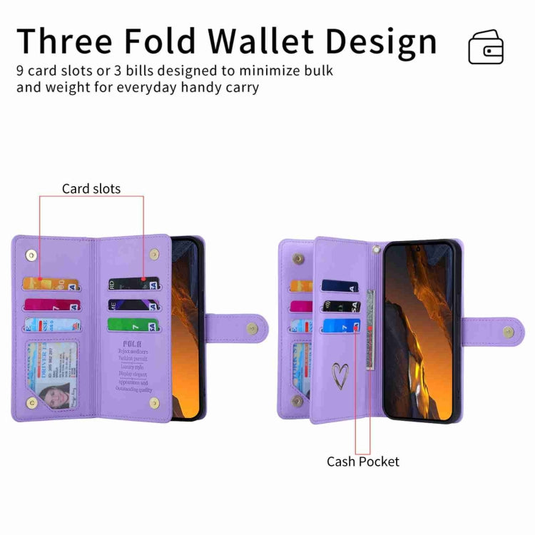 For Xiaomi Poco F5 POLA Love Multi-Card Slots Zipper Wallet Leather Phone Case