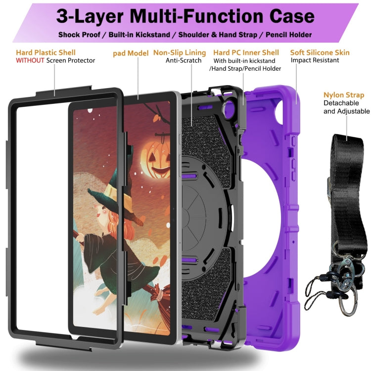 For Samsung Galaxy Tab A9+ Bat Hand Grip Turntable Stand Tablet Case