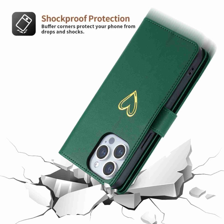 For iPhone 12 POLA Love Multi-Card Slots Zipper Wallet Leather Phone Case