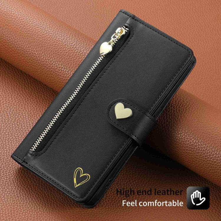 For iPhone 12 Pro Max POLA Love Multi-Card Slots Zipper Wallet Leather Phone Case