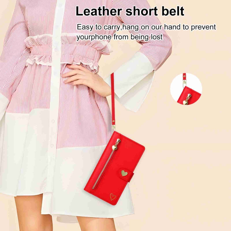 For iPhone 13 POLA Love Multi-Card Slots Zipper Wallet Leather Phone Case