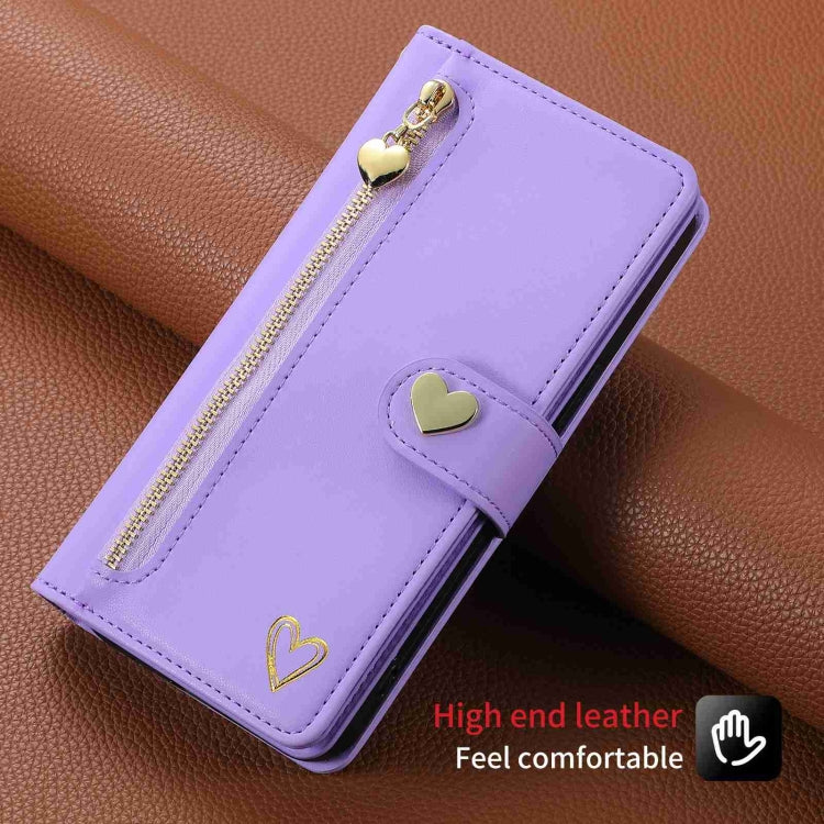 For iPhone 13 POLA Love Multi-Card Slots Zipper Wallet Leather Phone Case