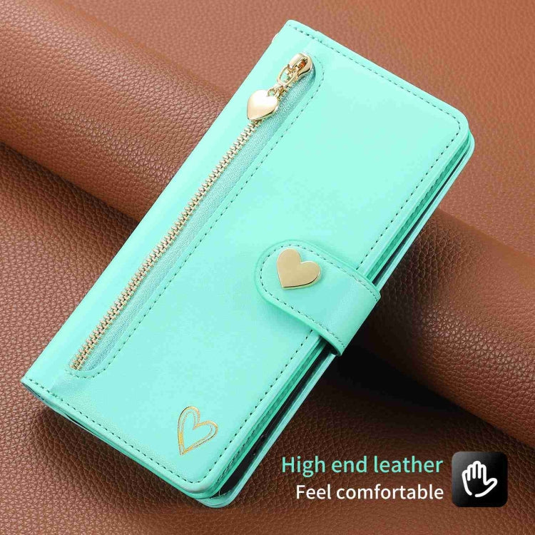 For iPhone 13 Pro Max POLA Love Multi-Card Slots Zipper Wallet Leather Phone Case